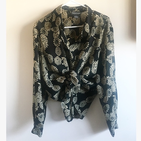 Vintage Tops - Vintage Black Floral Blouse